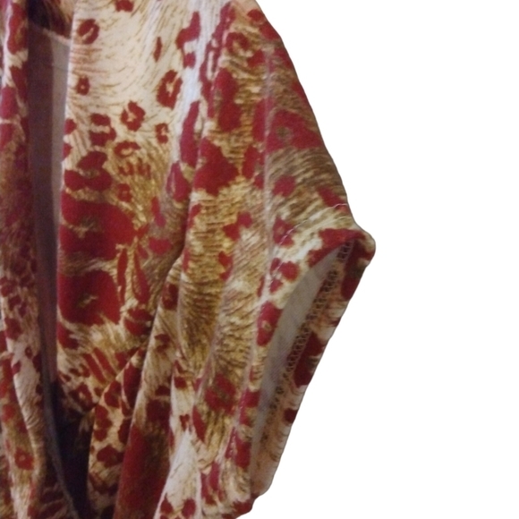 Vixen Crossbody Drape Burgundy/ Cream Animal Print Cap Slve Business Casual L - Picture 4 of 8